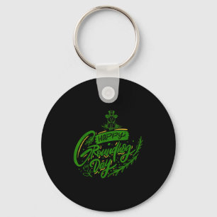 Happy Groundhog Day Calligraphy Groundhog Lovers Key Ring