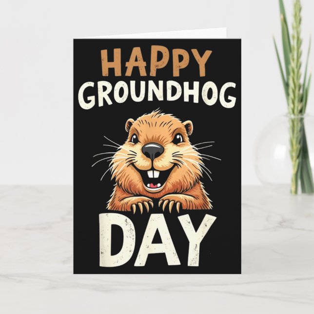 Happy Groundhog Day  Card (Front)