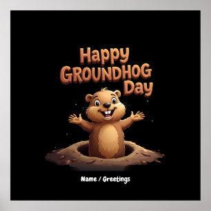 Happy Groundhog Day Celebrate with Humour, Fun Poster