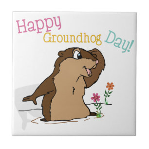 Happy Groundhog Day Ceramic Tile