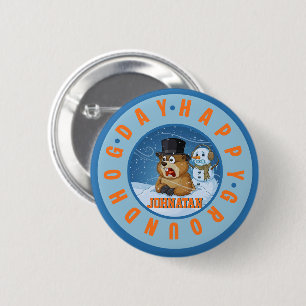 Happy Groundhog Day Custom Name Funny 6 Cm Round Badge