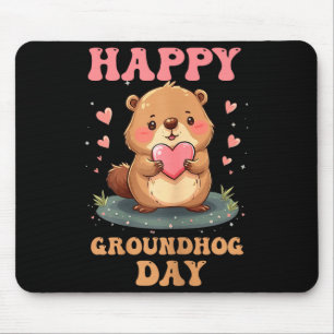 Happy Groundhog Day Cute Art For Animal Lovers Gro Mouse Pad
