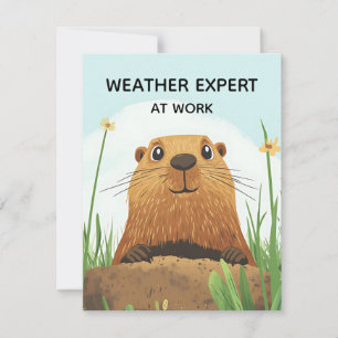 Happy Groundhog Day Cute Colorful Woodchuck Holiday Card