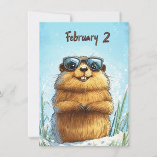 Happy Groundhog Day Cute Colorful Woodchuck Holiday Card