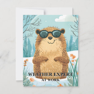 Happy Groundhog Day Cute Colorful Woodchuck Holiday Card