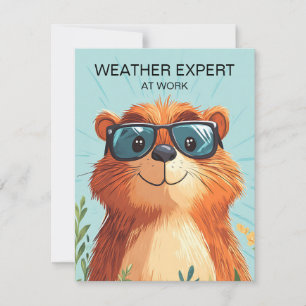 Happy Groundhog Day Cute Colorful Woodchuck Holiday Card