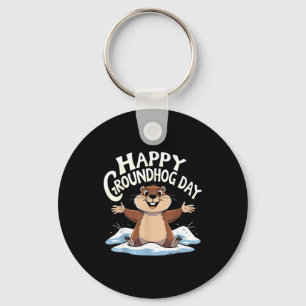 Happy Groundhog Day Cute Groundhog Women Men Kids Key Ring