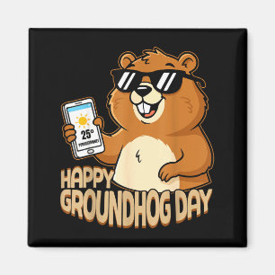 Happy Groundhog Day Cute Woodchuck Funny Groundhog Magnet