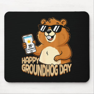Happy Groundhog Day Cute Woodchuck Funny Groundhog Mouse Pad