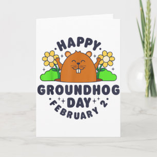 Happy Groundhog Day February 2 Men Women Funny Ret Card