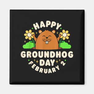 Happy Groundhog Day February 2 Men Women Funny Ret Magnet