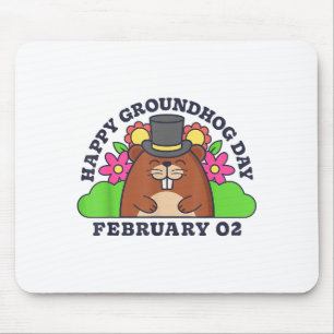 Happy Groundhog Day February 2 Men Women Funny Ret Mouse Pad