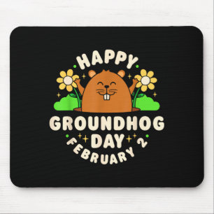 Happy Groundhog Day February 2 Men Women Funny Ret Mouse Pad