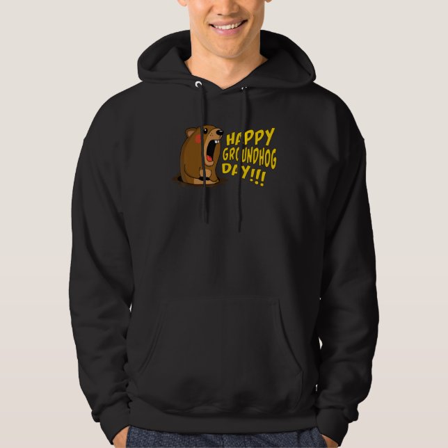 Happy Groundhog Day February 2nd, Cute Groundhog C Hoodie (Front)