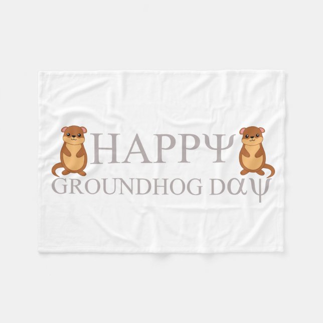 happy Groundhog Day Fleece Blanket (Front (Horizontal))