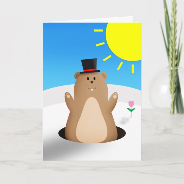Happy Groundhog Day For Anyone Cute Groundhog Holiday Card (Front)