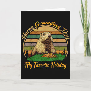 Happy Groundhog Day Funny Cute Ground Hog Animal L Card