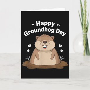 Happy Groundhog Day Funny Cute Ground Hog Animal L Card