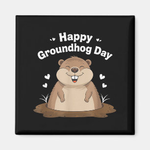 Happy Groundhog Day Funny Cute Ground Hog Animal L Magnet