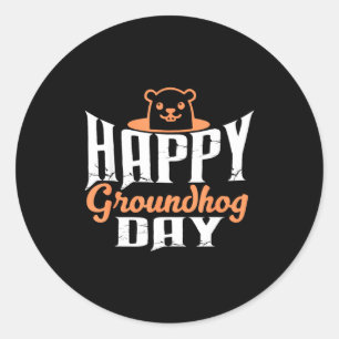 Happy Groundhog Day Funny Cute Groundhog Animal Lo Classic Round Sticker
