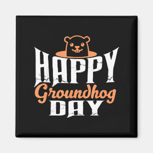 Happy Groundhog Day Funny Cute Groundhog Animal Lo Magnet