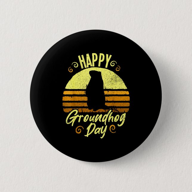 Happy Groundhog Day Funny Groundhog  6 Cm Round Badge (Front)