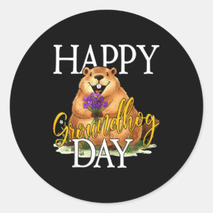 Happy Groundhog Day Funny Groundhog Meme Animal Lo Classic Round Sticker