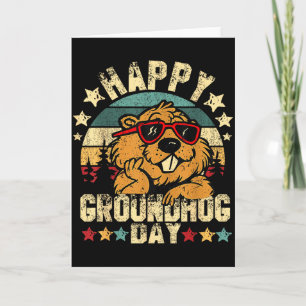 Happy Groundhog Day Funny Groundhog Sungles Cute Card