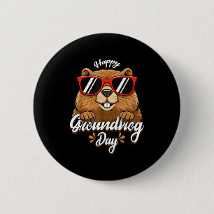 Happy Groundhog Day Funny Groundhog Sungles Cute K 6 Cm Round Badge