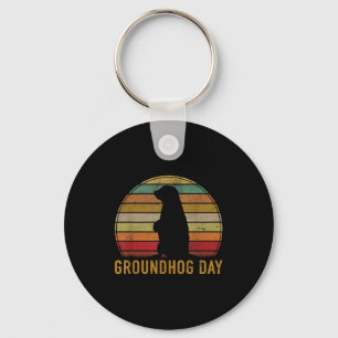 Happy Groundhog Day Funny Saying Retro Animal Love Key Ring