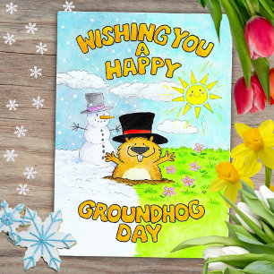 Happy Groundhog Day greeting card