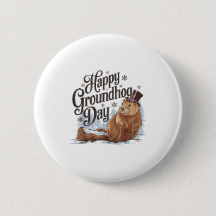 Happy Groundhog Day Ground Hog Animal Costume Men 6 Cm Round Badge