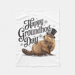 Happy Groundhog Day Ground Hog Animal Costume Men  Fleece Blanket