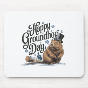 Happy Groundhog Day Ground Hog Animal Costume Men  Mouse Pad