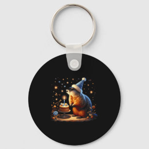 Happy Groundhog Day Ground Hog With Birthday Cake Key Ring