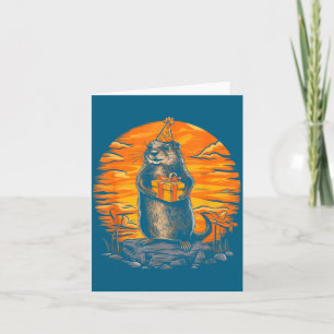 Happy Groundhog Day Ground Hog With Birthday Party Card