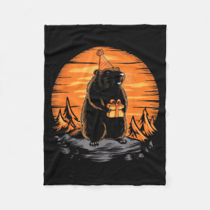 Happy Groundhog Day Ground Hog With Birthday Party Fleece Blanket