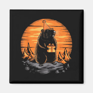 Happy Groundhog Day Ground Hog With Birthday Party Magnet