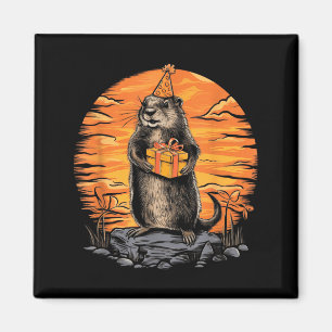 Happy Groundhog Day Ground Hog With Birthday Party Magnet