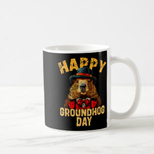 Happy Groundhog Day Ground Hog With Hat Animal Lov Coffee Mug