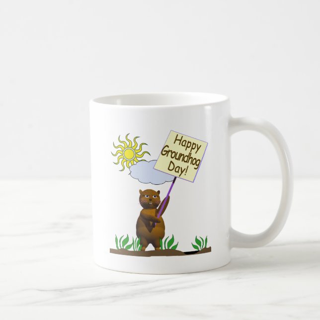 Happy Groundhog Day Groundhog Coffee Mug (Right)
