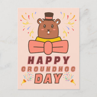 Happy Groundhog Day - Groundhog Day Celebration Postcard