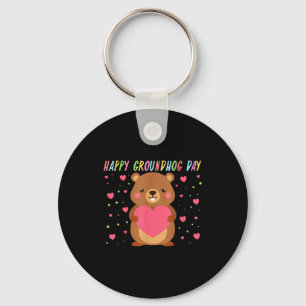 Happy Groundhog Day Groundhog Day Cute Woodchuck F Key Ring