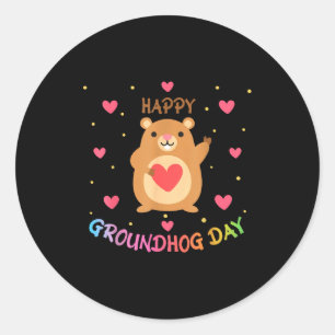 Happy Groundhog Day Groundhog Day Cute Woodchuck G Classic Round Sticker