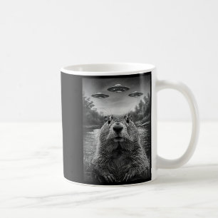 Happy Groundhog Day Groundhog Selfie With Ufos Fun Coffee Mug
