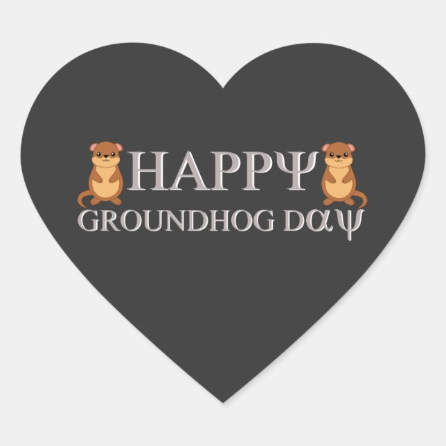 happy Groundhog Day Heart Sticker (Front)