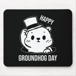 Happy Groundhog Day Line Art Mouse Pad