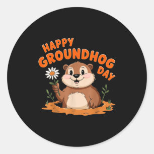 Happy Groundhog Day Matching Family Squad Classic Round Sticker