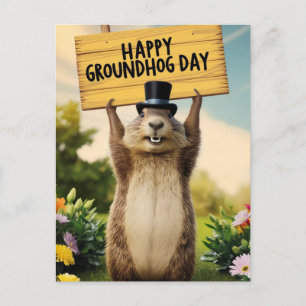 Happy Groundhog Day Postcard