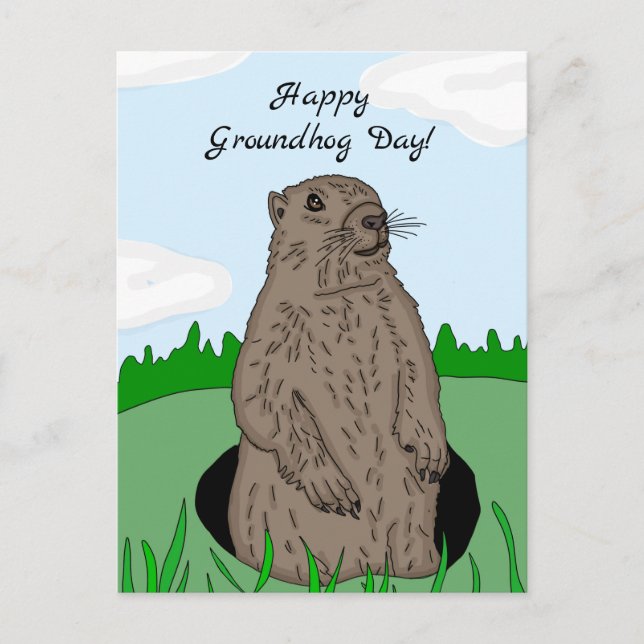Happy Groundhog Day   Postcard (Front)